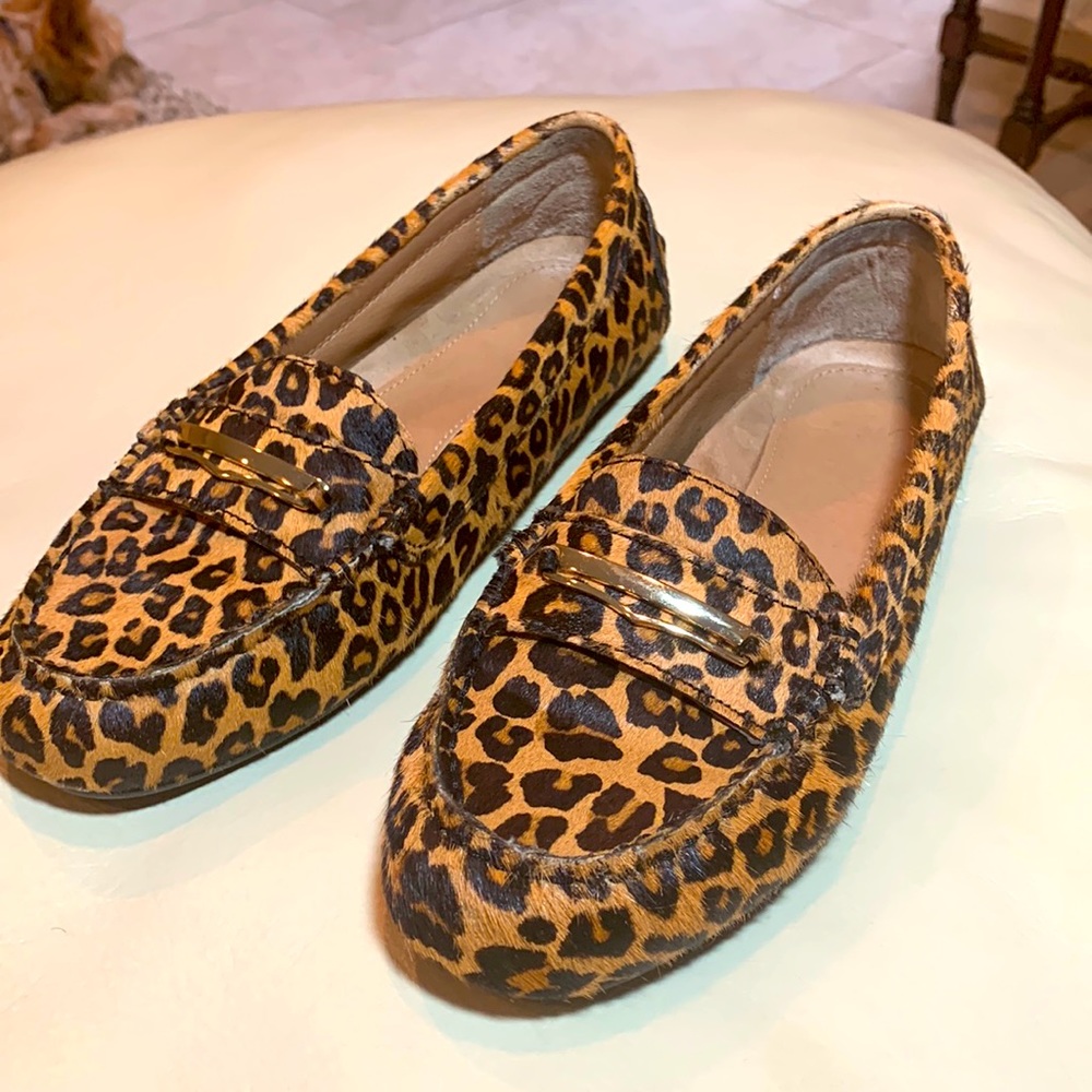 Vionic Ashby animal print loafers.